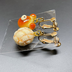 《受注生産》くまパンとメロンパンイヤリング/ピアス　フェイクスイーツ 12枚目の画像