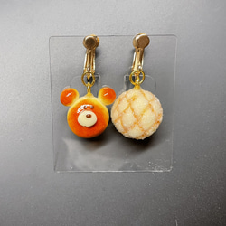《受注生産》くまパンとメロンパンイヤリング/ピアス　フェイクスイーツ 8枚目の画像