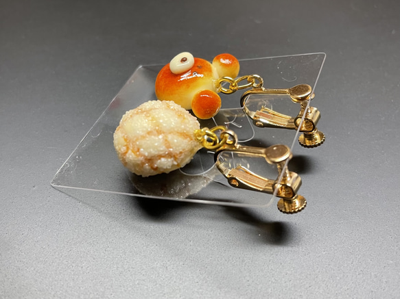 《受注生産》くまパンとメロンパンイヤリング/ピアス　フェイクスイーツ 11枚目の画像