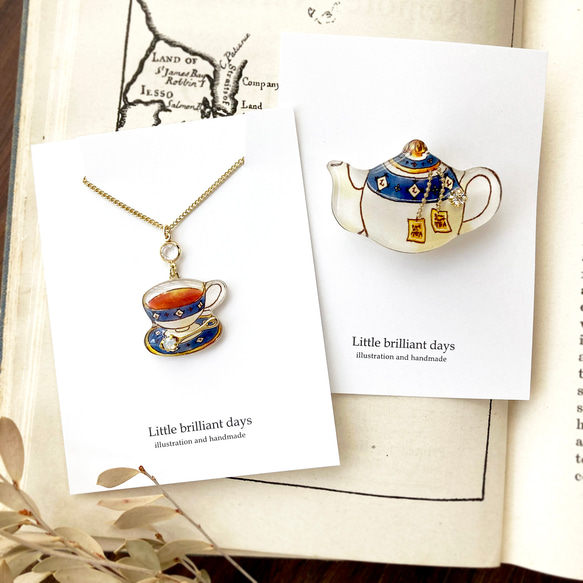 “早餐”茶壺胸針｜藍茶茶壺胸針 第4張的照片