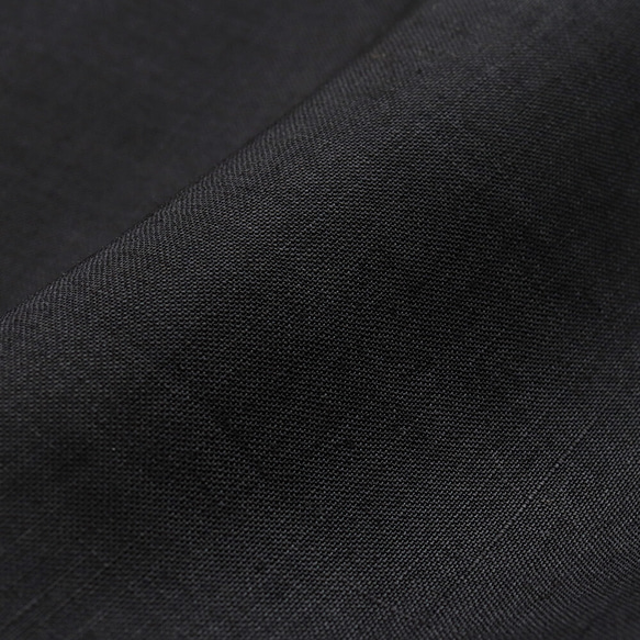 リネン ラウンドネックフレアブラウス 体型カバー七分袖Tシャツ （ブラック）TP21. 7枚目の画像