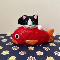 めでたい愛でたいねこちゃん　創作人形 鯛猫（ハチワレ） 招き猫 アート創作人形とオカリナ工房 悠 通販