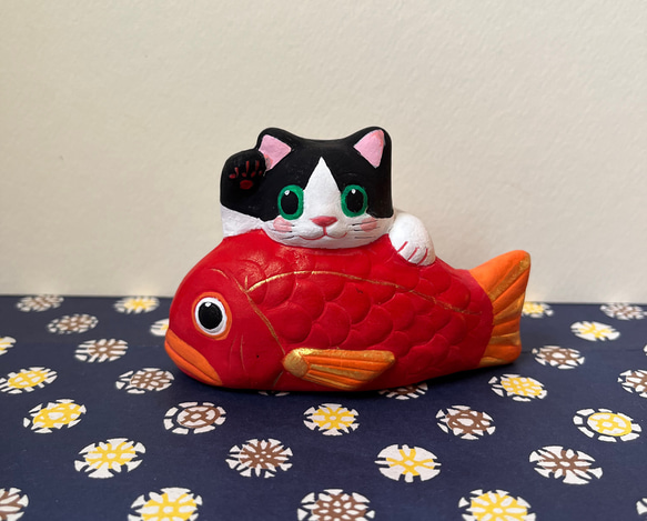 鯛猫（ハチワレ） 招き猫 アート創作人形とオカリナ工房 悠 通販