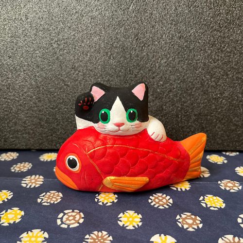 鯛猫（ハチワレ） 招き猫 アート創作人形とオカリナ工房 悠 通販