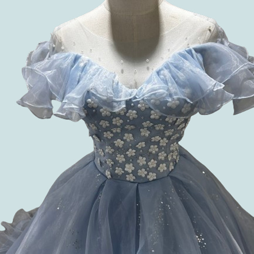 高品質！ ウェディングドレス キラキラグリッターチュール オフ  