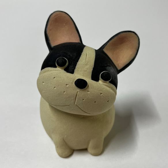 フレンチブルドッグ　(パイド）　O-400-1　　陶製　/French bulldog/法國鬥牛犬 4枚目の画像