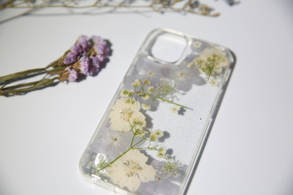 全機種対応iPhone Xperia Galaxy  押し花ケース 人気 押し花 ❀ケース 花束 花物語 3枚目の画像