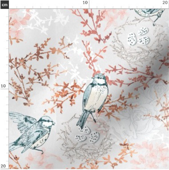 輸入生地 鳥 バード 鳥柄 シノワズリ ハンドメイド素材 生地 布 綿 布地 4枚目の画像