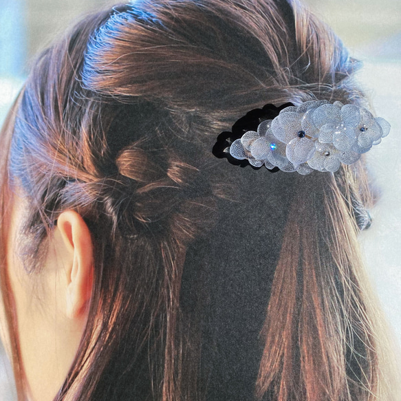 紫陽花が満開＊バレッタ／ヘアクリップ（くすみブルー） 10枚目の画像