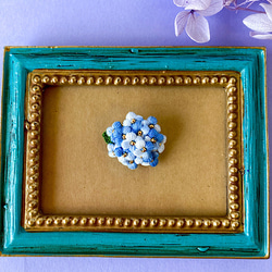 刺繍糸で編んだ紫陽花ブローチ(ブルー)紫陽花ハンドメイド2023 12枚目の画像
