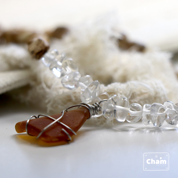夏アクセサリー　ジャスパー&水晶 3枚目の画像