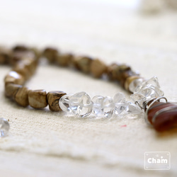 夏アクセサリー　ジャスパー&水晶 4枚目の画像