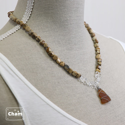 夏アクセサリー　ジャスパー&水晶 1枚目の画像