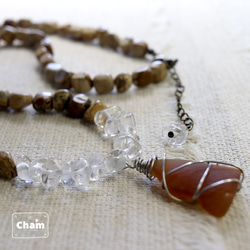 夏アクセサリー　ジャスパー&水晶 2枚目の画像