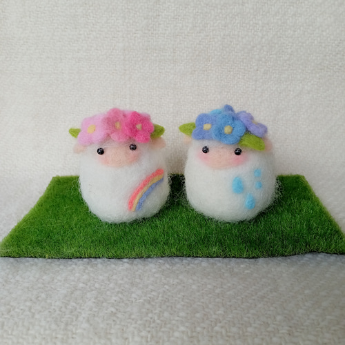 梅雨の季節の紫陽花ひつじ（受注制作） 羊毛フェルト Mt.maru 通販