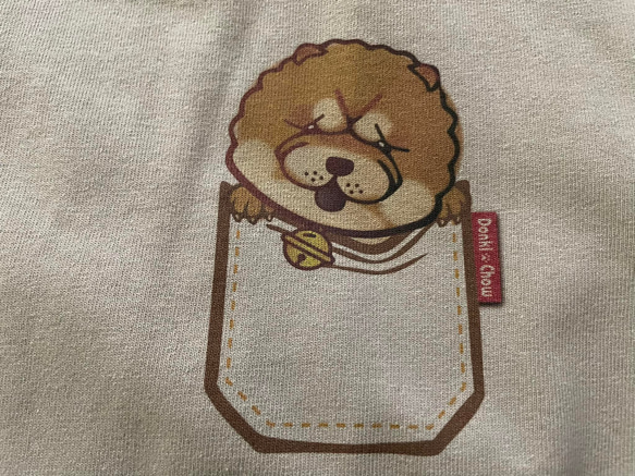 D&C  PAD  ポケットチャウチャウＴシャツ　ベージュＴシャツ　Ｓ　綿１００％ 2枚目の画像