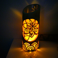 竹灯籠 竹灯り ロウソクの揺らぎ 両面彫り 竹ランプシェイド