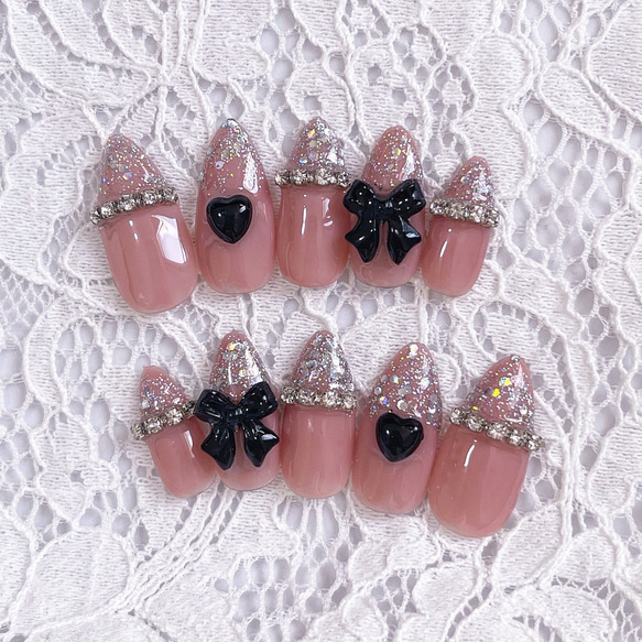 ネイルチップ 韓国 チークネイル ワンホンネイル ピンク 量産型