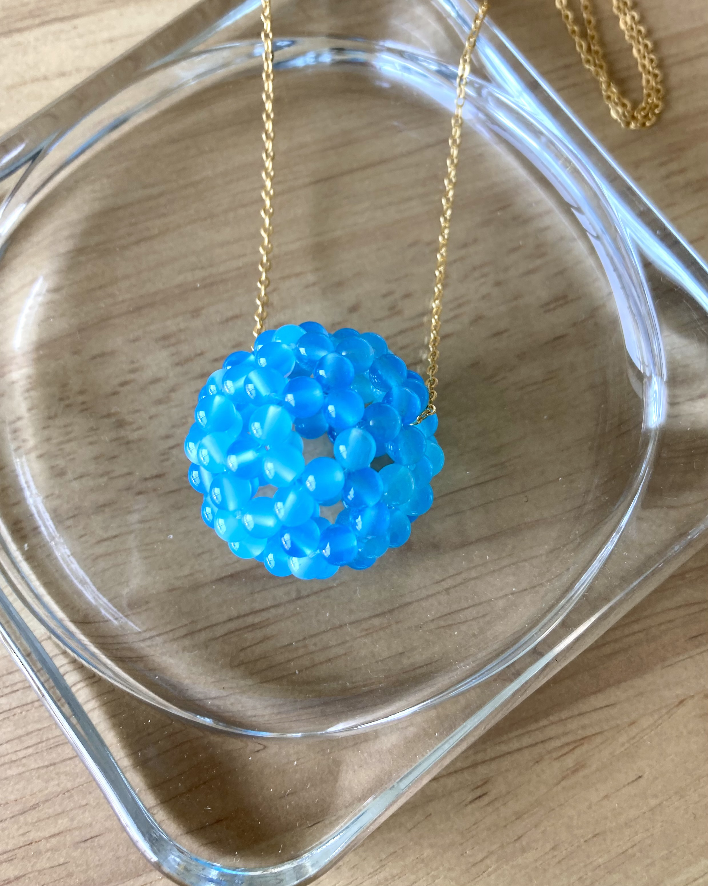 ⭐︎新作⭐︎フラーレンのロングネックレス（55cm）ブルーカルセドニー⭐︎夏色⭐︎