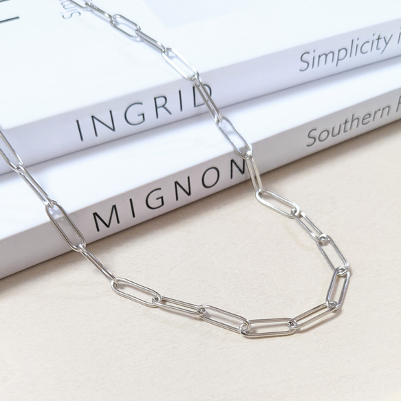 シルバーチェーンネックレス　シンプル　サージカルステンレス　金属アレルギー対応　つけっぱなしOK 3枚目の画像