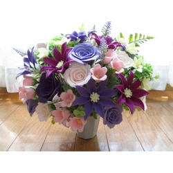 SALE＊フェルトの花＊青バラのフェルトフラワーアレンジメント＊アート