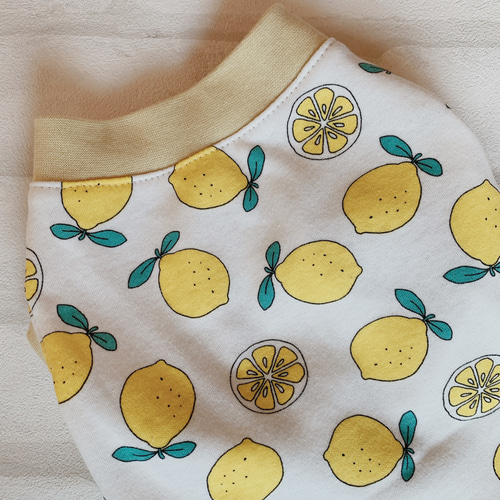 ミニチュアダックス服 ロングMサイズ タンクトップ レモン柄 犬の服