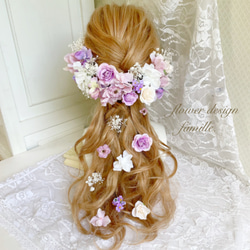 ときめく女の子エプロン&服ロゼット様order 髪飾り♡ ふんわり パープルカラー 髪飾り ｜ パープグラデ × ホワイト