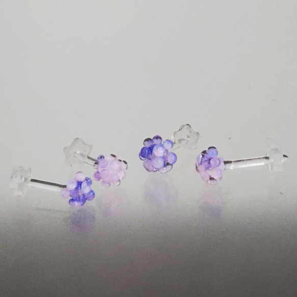 Hydrangea Earrings 極佳的舒適度☆ 手工製作防過敏玻璃耳環！ ☆14G16G18G 第4張的照片