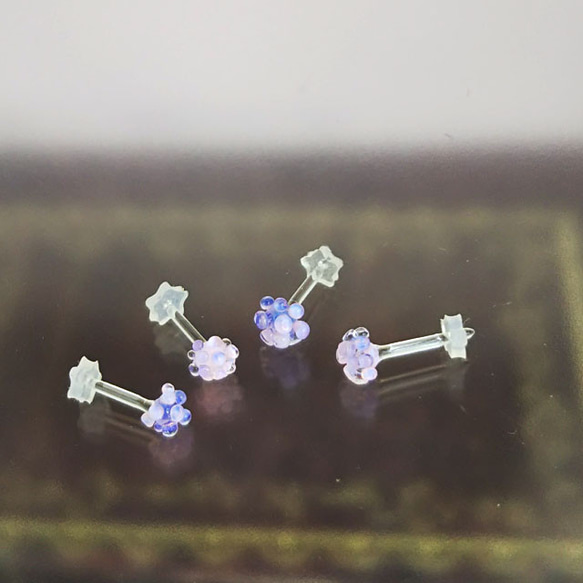 Hydrangea Earrings 極佳的舒適度☆ 手工製作防過敏玻璃耳環！ ☆14G16G18G 第6張的照片