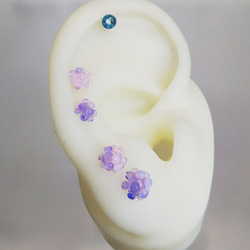 Hydrangea Earrings 極佳的舒適度☆ 手工製作防過敏玻璃耳環！ ☆14G16G18G 第10張的照片