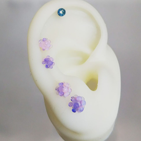 Hydrangea Earrings 極佳的舒適度☆ 手工製作防過敏玻璃耳環！ ☆14G16G18G 第10張的照片