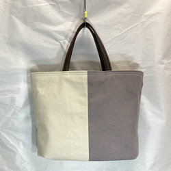 新作特価:リバーシブル bag・パープルｘ生成り・花柄・ミニ トートバッグ・エクリュ 4枚目の画像