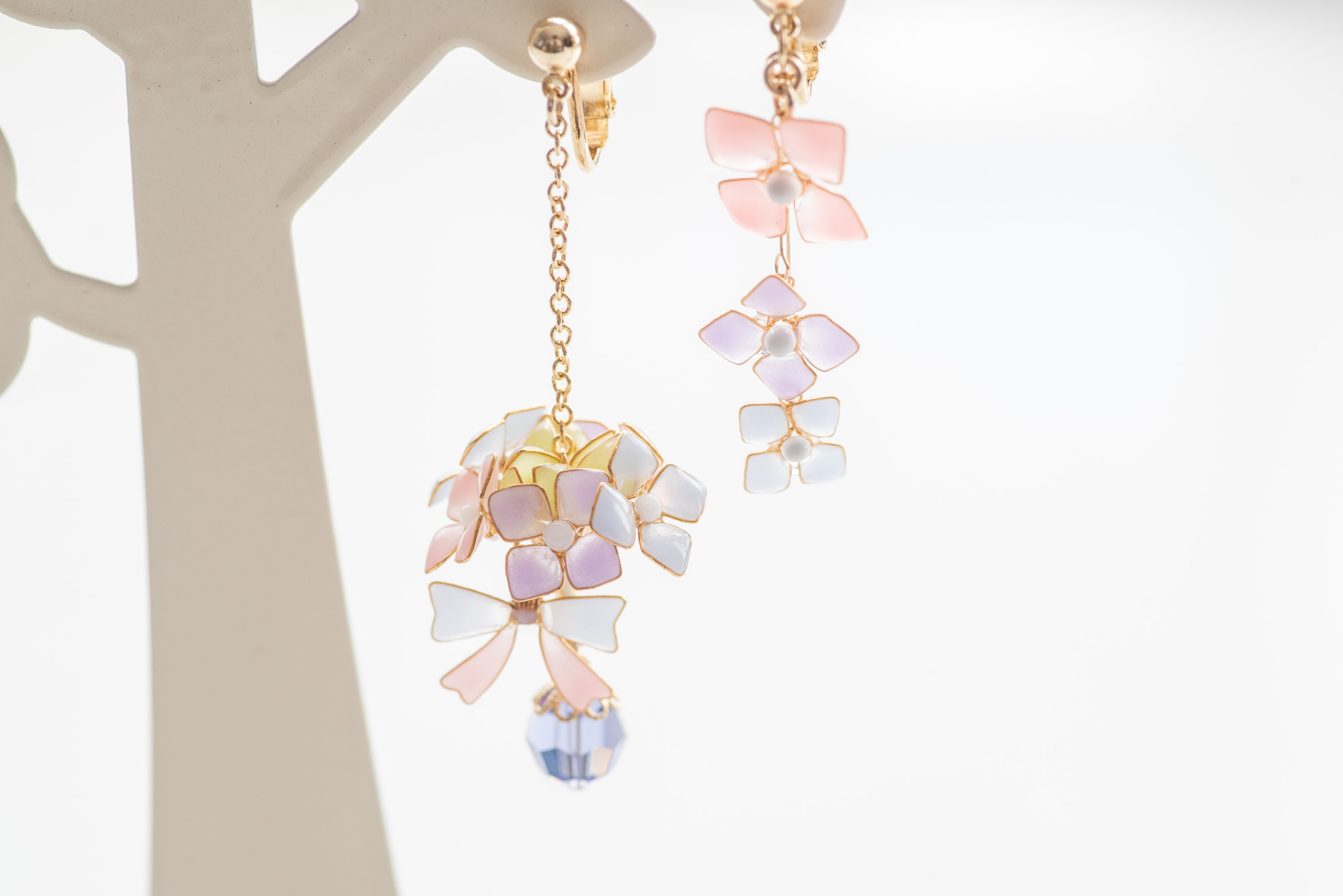紫陽花ブーケのイヤリング