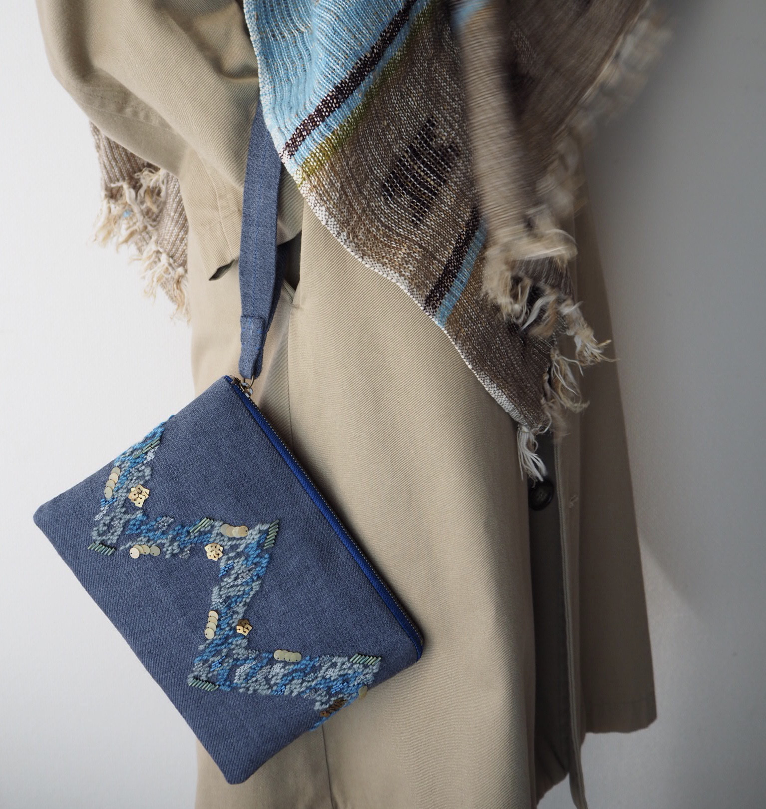 CLUTCH BAG▫️ SONAR クラッチバッグ / 刺繍ポーチ オートクチュール刺繍 リュネビル刺繍 手刺繍