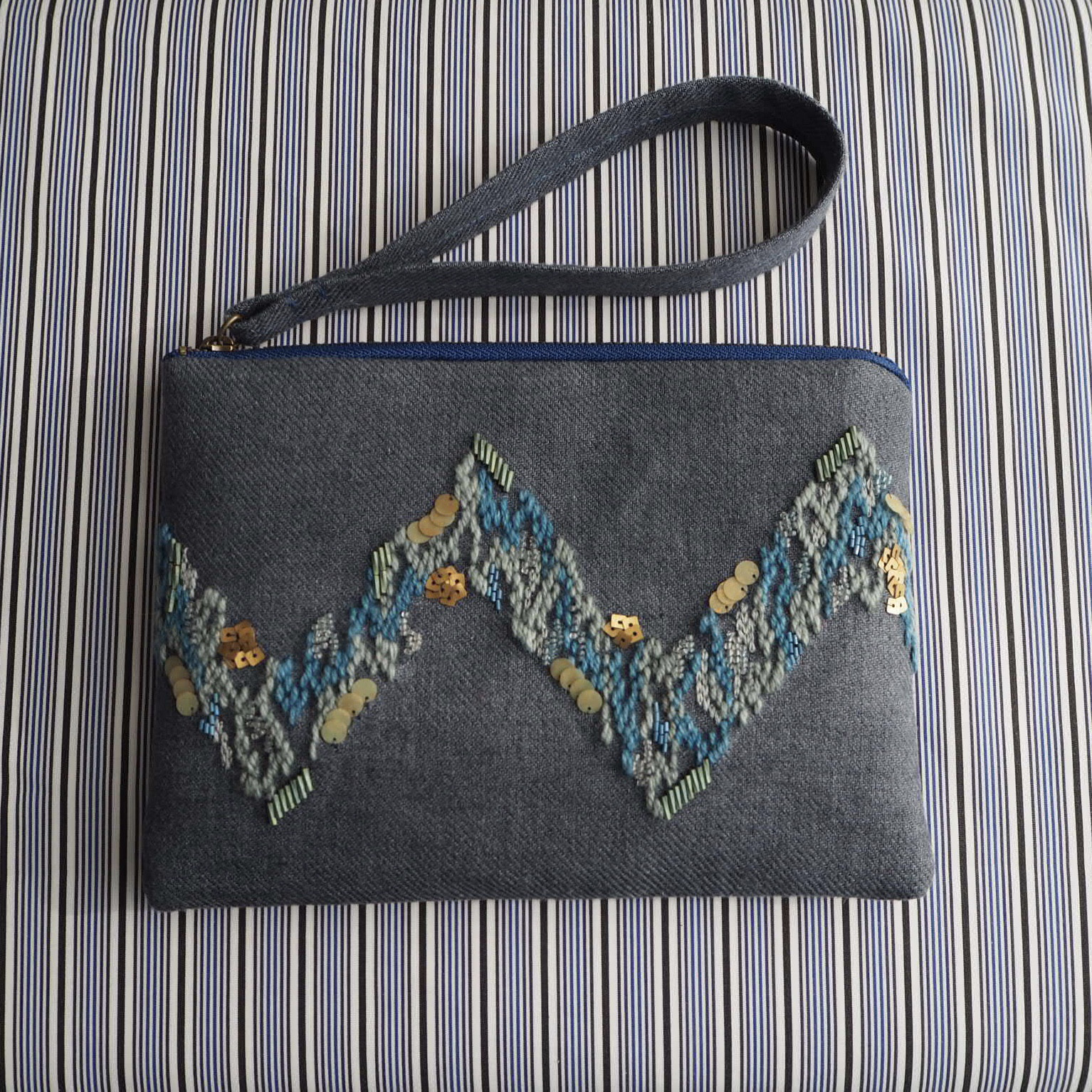 CLUTCH BAG▫️ SONAR クラッチバッグ / 刺繍ポーチ オートクチュール刺繍 リュネビル刺繍 手刺繍