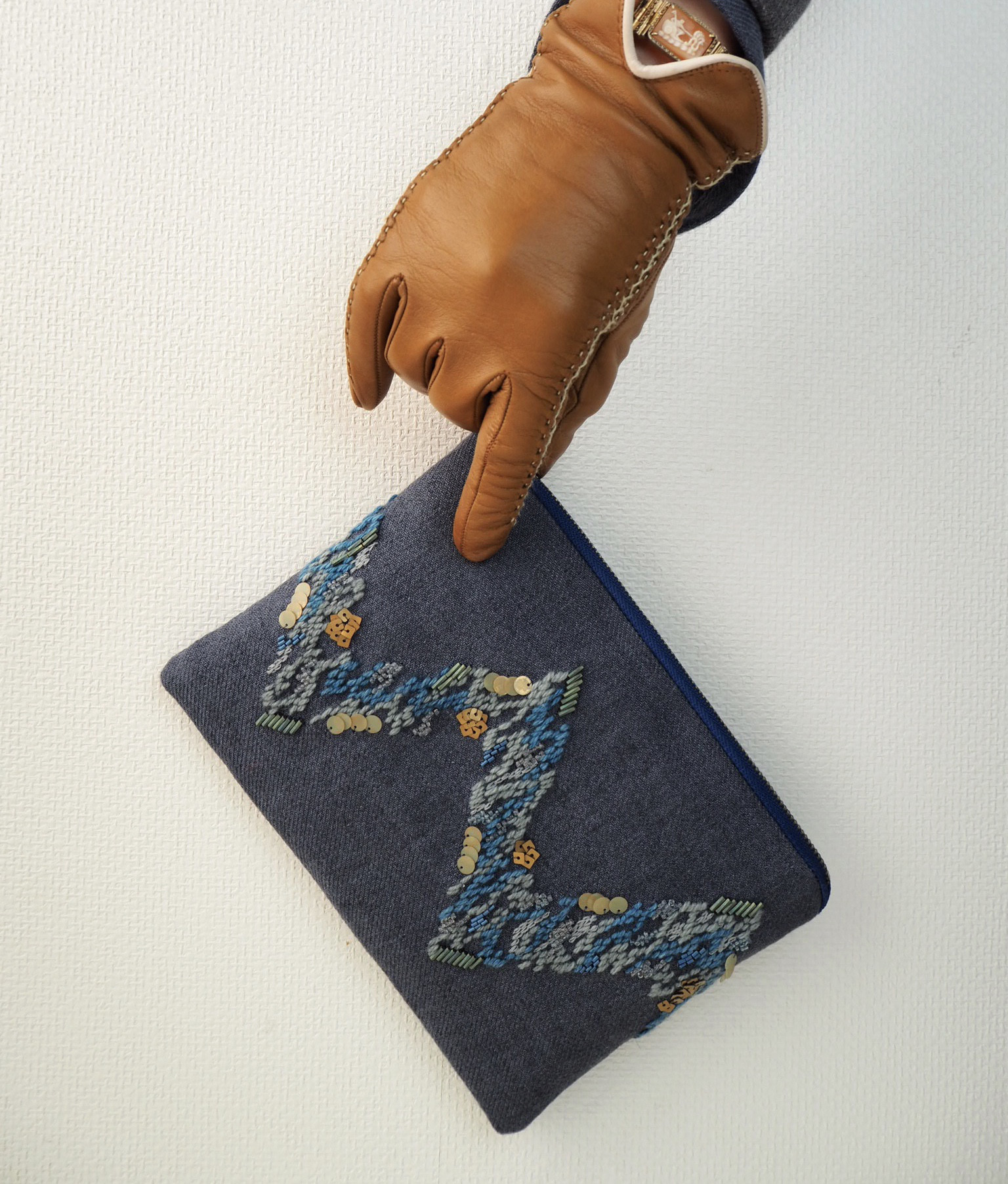 CLUTCH BAG▫️ SONAR クラッチバッグ / 刺繍ポーチ オートクチュール刺繍 リュネビル刺繍 手刺繍