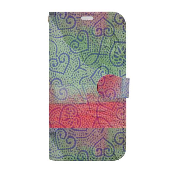 和柄　手帳型スマホケース iphone/Android 　ハートの形が愛らしい双葉葵のリーフ 2枚目の画像