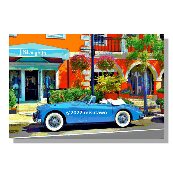 【アートポスター】アメリカ フロリダのブティックとオープンカー（作品No.369） 4枚目の画像