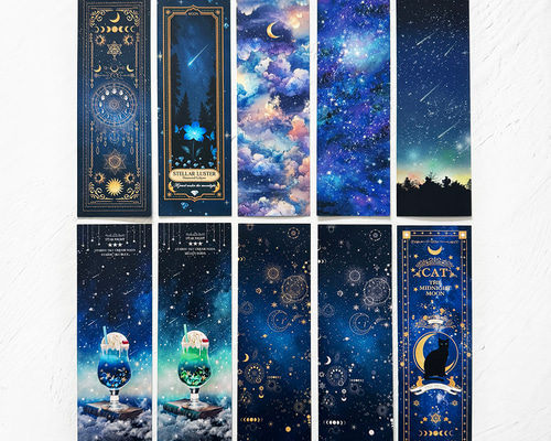 星空と夜空と天体柄のしおり / ブックカバー ブックマーク しおり