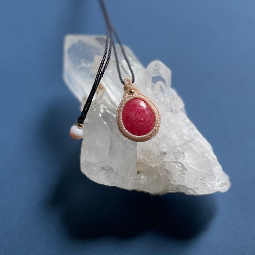 エリザベス　ロードナイト・ルビーインゾイサイトのマクラメネックレス 自信・行動力・やる気アップ】大ぶり高品質ルビーインゾイサイト