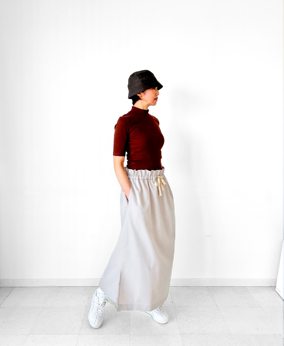 レディス【ladies】 最上質ギャバジン素材使用　フレキシブル ギャザースカート 12枚目の画像