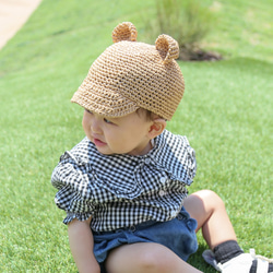 くまちゃん麦わら帽子（コットンラフィア） 4枚目の画像