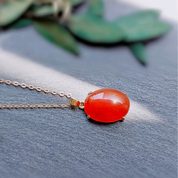 秋色AAAカーネリアンのオレンジカラー・カボションネックレス（14KGF