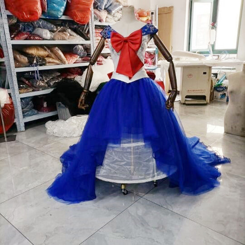 輝きな光彩を放つ きらきらカラードレス ネイビー フレアスカート ミニ  