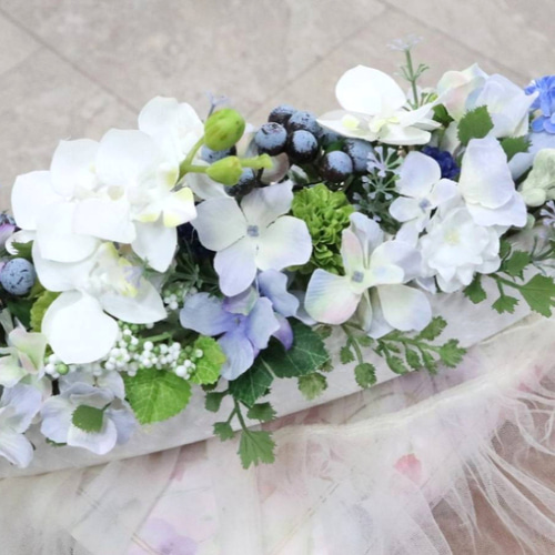 ✨横長アレンジ✨バラミックスアレンジ＆胡蝶蘭（アーティフィシャルフラワーアレンジ ✨横長アレンジ✨バラミックスアレンジ＆胡蝶蘭（アーティ