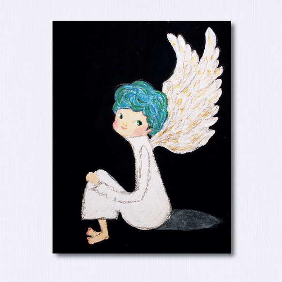 天使の絵画】ゆるかわ天使さん ゆる可愛い 癒し絵 ヒーリングアート(見