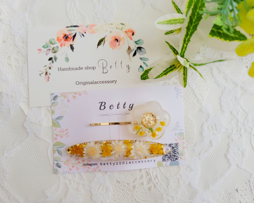 ☆*:.。. ヘアクリップ ♡ ミモザ .。.:*☆ ミモザ ヘアクリップset ヘアクリップ・バナナクリップ Blue