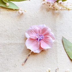 【送料無料】紫陽花のヘアピン　ピンク　シルバー 3枚目の画像