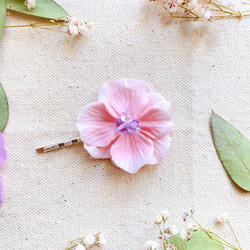 【送料無料】紫陽花のヘアピン　ピンク　シルバー 2枚目の画像
