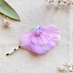 【送料無料】紫陽花のヘアピン　ピンク　シルバー　 7枚目の画像